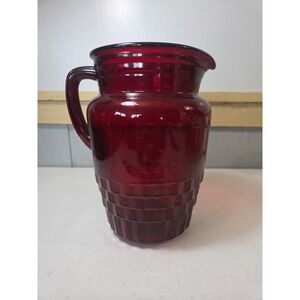 Vintage Anchor Hocking Windsor Royal Ruby Red Water Pitcher 64 oz Collectible